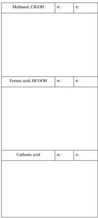 Methanol, CH3OH
O:
T:
Formic acid, HCOOH
O:
Carbonic acid
