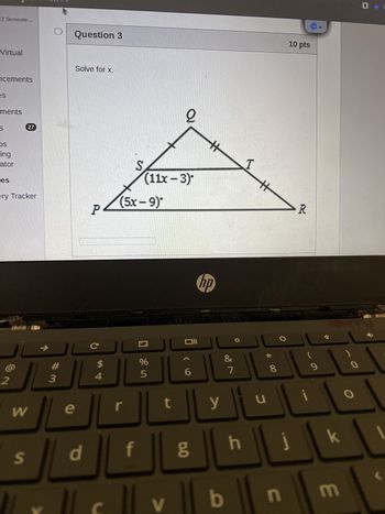 Answered: Solve For X. P S Al (11x-3)* (5x–9) H T… | Bartleby