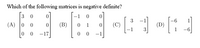 Which of the following matrices is negative definite?
3
(A) 0
3
(C)
(D)
1
(B)
0 1
3
–17
0 0
-1
