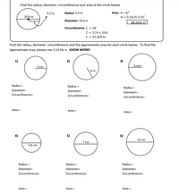 Answered: 1) 2) 3) 3 сm 9 mm 6 in Radius Radius… | bartleby