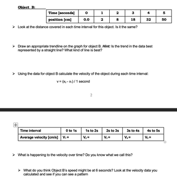 Answered: Object B: Time [seconds] 2 position… | bartleby