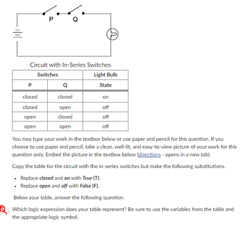 Answered: = Circuit With In-Series Switches… | Bartleby