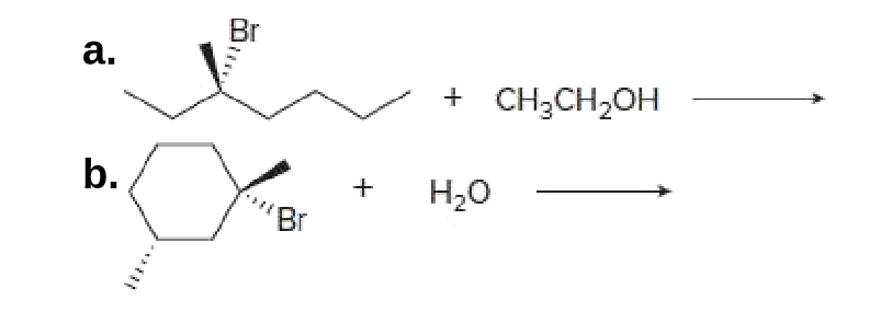 Br
a.
CH3CH,OH
b.
Н.о
"Br
