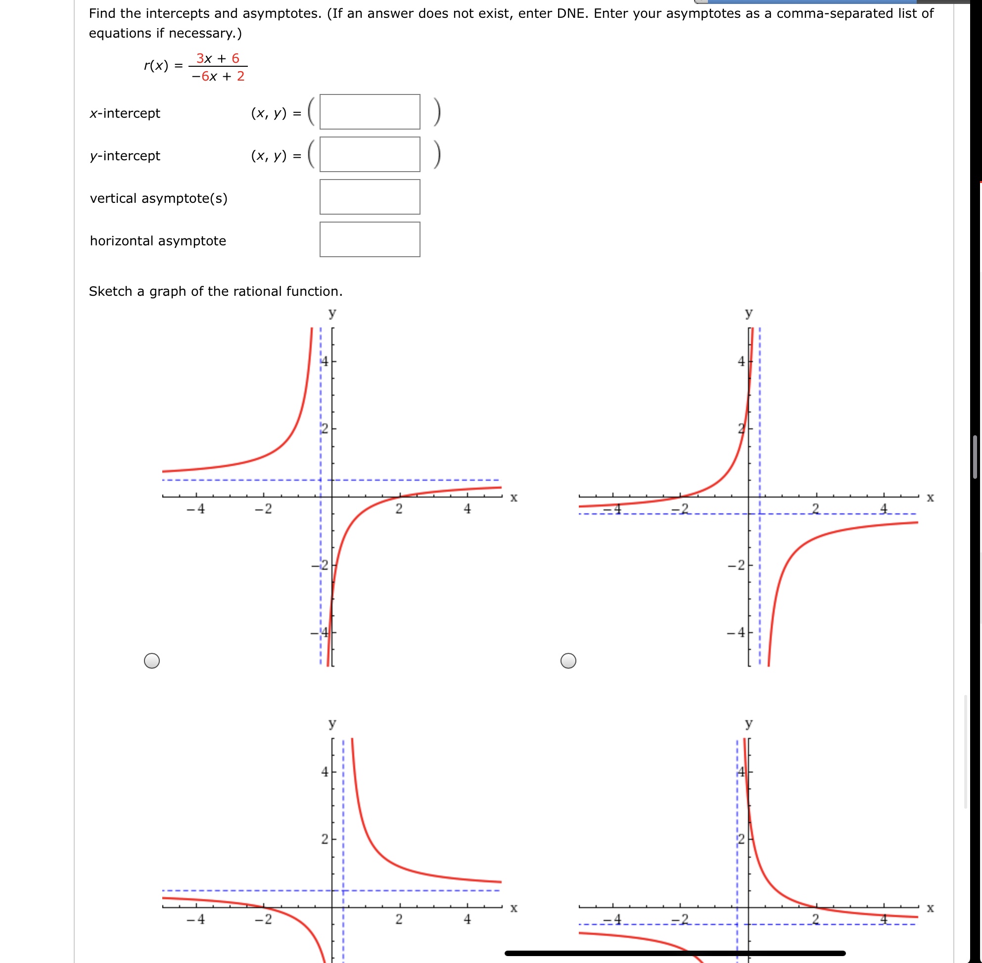 Answered Find the intercepts and asymptotes. (If… bartleby