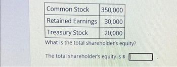 Answered: The Total Shareholder's Equity Is $ | Bartleby