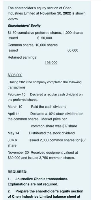 Answered: The Shareholder's Equity Section Of… | Bartleby