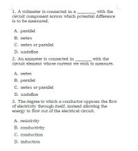 Answered: 1. A Voltmeter Is Connected In A… | Bartleby