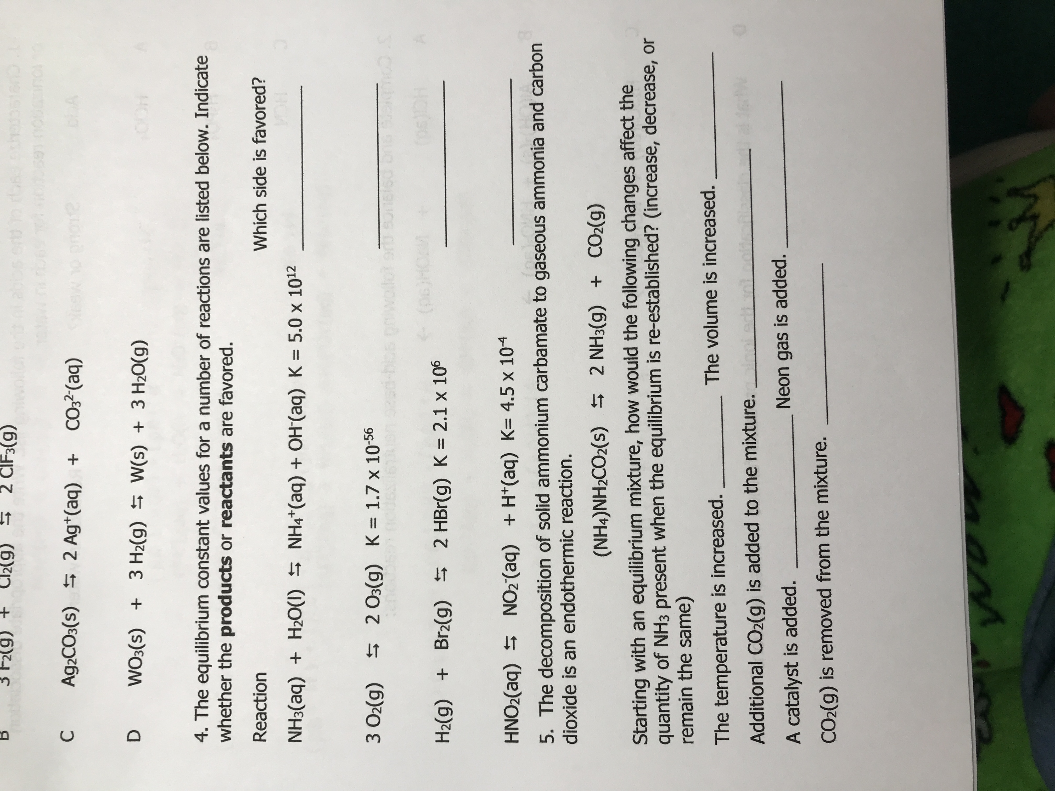 Answered: 4. The Equilibrium Constant Values For… | Bartleby