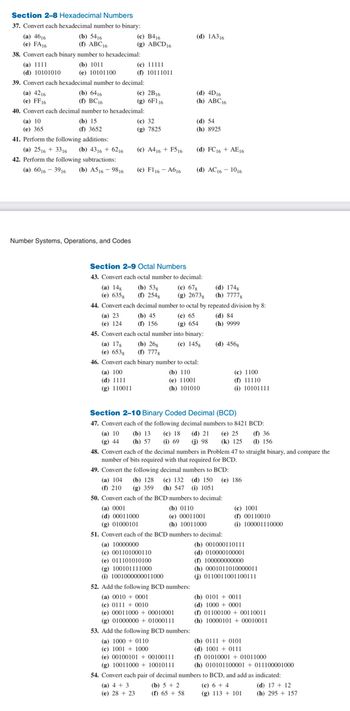 Answered: Section 2-8 Hexadecimal Numbers 37.… | bartleby