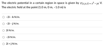 Answered: The Electric Potential In A Certain… | Bartleby