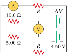 A
10.0 Ω
ΜΕ
5.00 Ω
Μ
Μ
R
V
R
www
ΔV
+
+
4.50 V