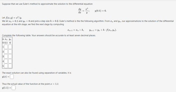 Answered: Suppose That We Use Euler's Method To… | Bartleby