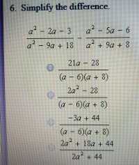 a²- 2a - 3
-Sa
Sa - 6
-9a + 18
a²
+ 9a + 8
1.
