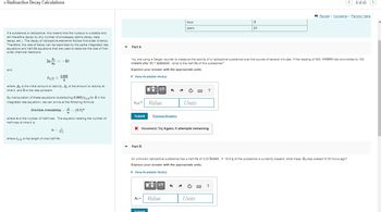 Answered: + Radioactive Decay Calculations If a… | bartleby