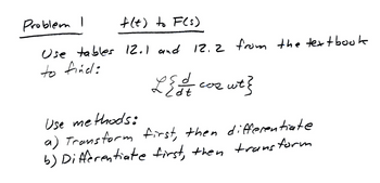 Answered: Problem I F(t) To F(s) Use Tables 12.1… | Bartleby