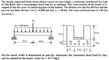 Answered: For the beam width b determined in part… | bartleby