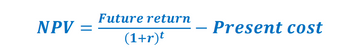 NPV =
Future return
(1+r)t
Present cost