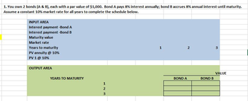 Answered: 1. You Own 2 Bonds (A & B), Each With A… | Bartleby