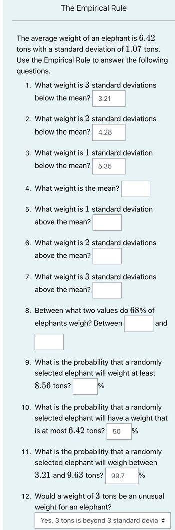 Answered: The Empirical Rule The average weight… | bartleby