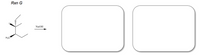 ### Reaction G: Chemical Reaction with NaOH

#### Description

The image illustrates a chemical reaction labeled as "Rxn G". The starting compound is a molecular structure with an iodine (I) atom and a hydroxyl group (H₃C) attached to a carbon chain. This structure is subjected to a reaction in the presence of sodium hydroxide (NaOH).

#### Molecular Structure

- **Reactant**: The structure is a branched carbon chain with an iodine atom attached to one of the tertiary carbon atoms. There is also a methyl group attached to the secondary carbon, adjacent to the iodine.

- **Reagent**: NaOH (sodium hydroxide) is used as the reagent in this reaction.

#### Reaction Mechanism

The reaction mechanism is not explicitly outlined in this diagram, as the product sections are blank. However, considering the presence of NaOH, the reaction may involve a substitution or elimination process. Typically, NaOH can induce elimination reactions, particularly in halogenated compounds.

#### Blank Sections

Two blank rectangles are present, presumably meant for illustrating the products or further detailing the mechanism of the reaction. These sections are meant to be filled with the expected outcome(s) of the reaction.

### Educational Context

This diagram can be used in educational settings to teach:

1. **Reaction Types**: Understanding substitution and elimination reactions involving haloalkanes and the role of bases like NaOH.
2. **Reaction Mechanisms**: Drawing mechanisms for reactions involving secondary and tertiary carbon centers.
3. **Predicting Products**: Developing skills to predict and draw the products of given reactants and reaction conditions.

Instructors can use this example to engage students in predicting reaction outcomes, forming hypotheses about the reaction mechanism, and discussing factors that influence reaction pathways.