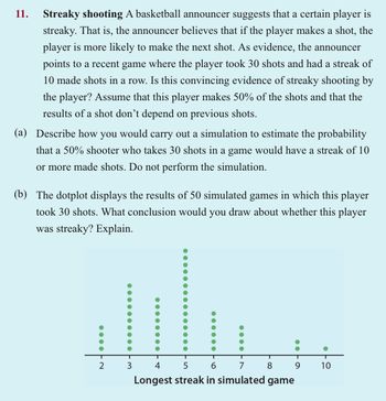 Answered: 11. Streaky shooting A basketball… | bartleby