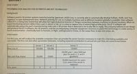 CASE STUDY
PEFORMING ROR ANALYSIS FOR 3D PRINTER AND IIOT TECHNOLOGY
Background
Software used in 30 printer systems manufactured by Spectrum LASER Corp. is currently able to automatically develop hollows, shells, and "tree
supports" to save development time. Network printing for use on multiple machines and at different locations globally is available. New software,
called JIT II, is being beta tested that will allow lloT-type (Industrial Internet of Things) connections between machines at distant locations. When on
board monitoring sensors detect that a part is about to fail, or it is time to replace one of several high-profile parts, the JITII software will
automatically queue the part's manufacturing code onto a 3D printer that is detected to be locally idle or ready. The company believes it can design
and produce the JIT II software, the 3D printers, and the accompanying computer equipment necessary to place this technology in a wide variety of
harsh environments-chemically toxic to humans, in flight, underground in mines, on the ocean floor, in war-torn areas, etc.
Information
For this case, we will analyze the available computers that can provide the server function necessary to make this interlinking available and
successful. The first cost and other parameter estimates, including expected contribution to annual net cash flow, are summarized below.
Server 1
Server 2
Server 3
First cost 5
100,000
100,000
150000
50,000 year 1. plus 5000 per
year for years 2, 3, and 4
(gradient)
Net cash flow, siyear
35,000
25000
70,000 maximum for years
5 on, even if the server is
replaced
ife, years
3
4.
rase Stud Fxercises
