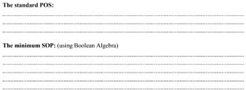 The standard POS:
The minimum SOP: (using Boolean Algebra)