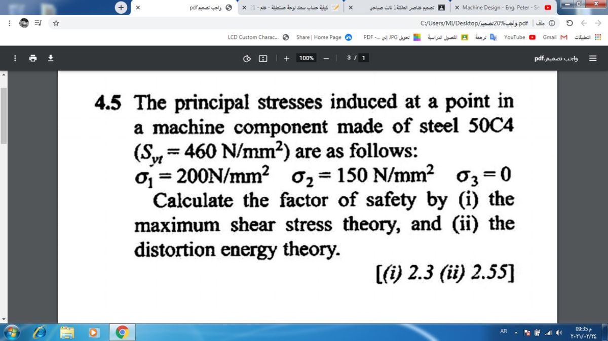 Solved] Principal stresses at a point are 80 N/mm2 and 40 N/mm2, bot