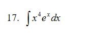 **Problem 17: Integration of a Polynomial Exponential Product**

Evaluate the integral:

\[ \int x^4 e^x \, dx \]

This integral involves the product of a polynomial \(x^4\) and an exponential function \(e^x\). Solving this typically requires the method of integration by parts and may involve multiple iterations due to the polynomial term.

This problem is typically encountered in calculus courses, particularly those covering techniques of integration. The integral belongs to a class of integrals that can be approached using the formula for integration by parts:

\[ \int u \, dv = uv - \int v \, du \]

where \( u \) and \( dv \) are parts of the original integrand.

For this specific integral, we would choose:

\[ u = x^4 \quad \text{and} \quad dv = e^x \, dx \]

Calculating each part individually:

\[ du = 4x^3 \, dx \quad \text{and} \quad v = e^x \]

Then, applying integration by parts iteratively will progressively decrease the power of \( x \) until the integral involves only the exponential function, which simplifies easily.