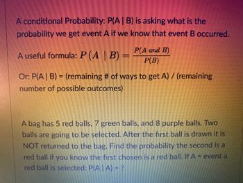 Answered: A Conditional Probability: P(A | B) Is… | Bartleby