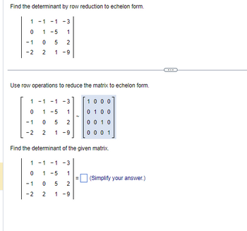 Answered Find the determinant by row reduction bartleby