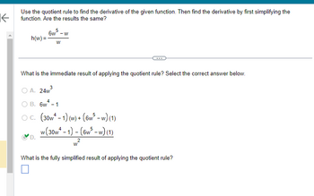 Answered: Use The Quotient Rule To Find The… | Bartleby