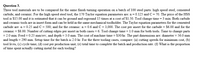 Question 3.
Three tool materials are to be compared for the same finish turning operation on a batch of 100 steel parts: high speed steel, cemented
carbide, and ceramic. For the high speed steel tool, the 170 Taylor equation parameters are: n= 0.125 and C= 70. The price of the HSS
tool is $15.00 and it is estimated that it can be ground and reground 15 times at a cost of $1.50. Tool change time = 3 min. Both carbide
and ceramic tools are in insert form and can be held in the same mechanical toolholder. The Taylor equation parameters for the cemented
carbide are: n = 0.25 and C = 500; and for the ceramic: n = 0.6 and C = 3,000. The cost per insert for the carbide = $6.00 and for the
ceramic = $8.00. Number of cutting edges per insert in both cases = 6. Tool change time = 1.0 min for both tools. Time to change parts
= 2.0 min. Feed = 0.25 mm/rev, and depth = 3.0 mm. The cost of machine time = $30/hr. The part dimensions are: diameter = 56.0 mm
and length = 290 mm. Setup time for the batch is 2.0 hr. For the three tooling cases, compare: (a) cutting speeds for minimum cost, (b)
tool lives, (c) cycle time, (d) cost per production unit, (e) total time to complete the batch and production rate. (f) What is the proportion
of time spent actually cutting metal for each tooling?
