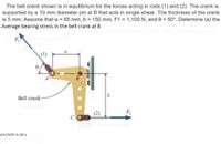 Answered The Bell Crank Shown Is In Equilibrium Bartleby
