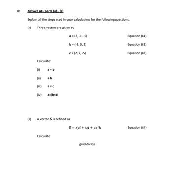 Answered: (b) A Vector G Is Defined As Calculate… | Bartleby