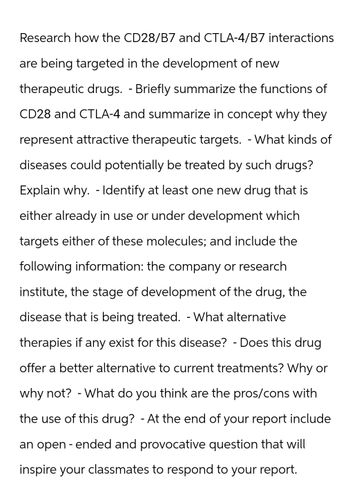 Answered Research How The Cd28 B7 And Ctla 4 B7… Bartleby