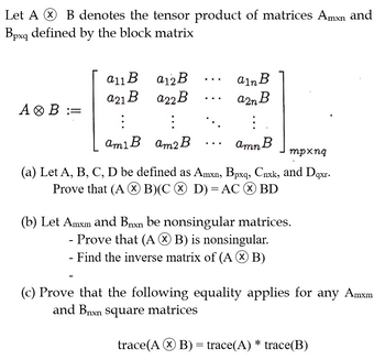 Answered: Let A B denotes the tensor product of… | bartleby