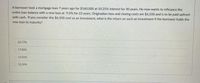 A borrower tooka mortgage loan 7 years ago for $160,000 at 10.25% interest for 30 years. He now wants to refinance the
entire loan balance with a new loan at 9.0% for 23 years. Origination fees and closing costs are $6,500 and is to be paid upfront
with cash. If you consider this $6,500 cost as an investment, what is the return on such an investment if the borrower holds the
new loan to maturity?
23.77%
O 17.85%
13.01%
15.39%
