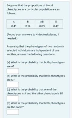 Answered: Suppose That The Proportions Of Blood… | Bartleby