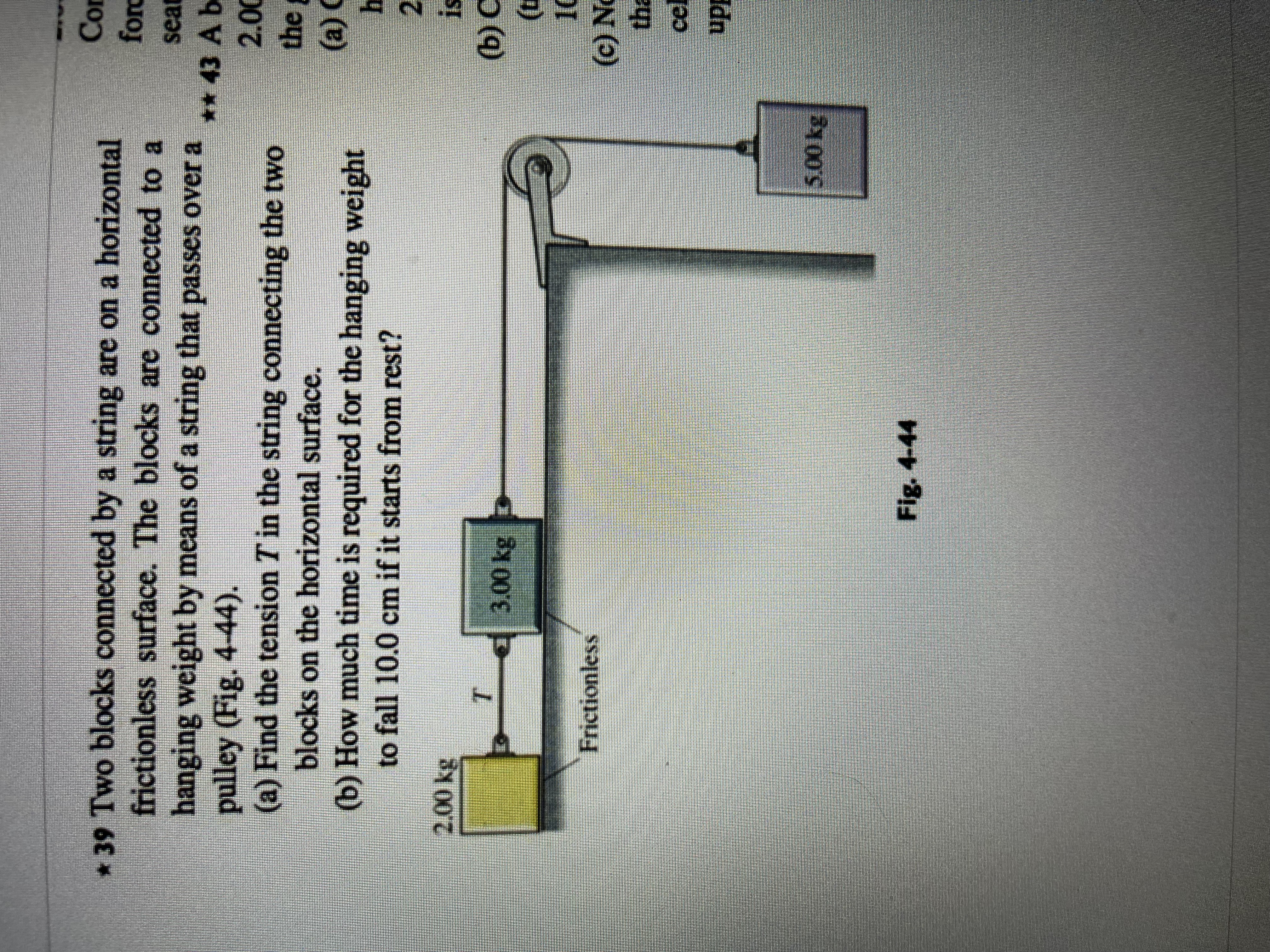 Solved 3) Two masses are connected with a thin string over a