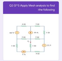 Answered: "Apply Mesh Analysis To Find :the… | Bartleby