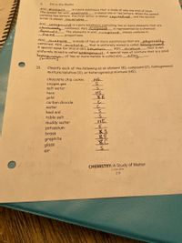 Answered: II. Classify each of the following as an element (E 