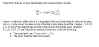 Water flows from an inverted conical tank with circular orifice at the rate
dx
0.6r
dt
where r is the radius of the orifice, x is the height of the liquid level from the vertex of the cone,
and A(x) is the arez of the cross section of the tank x units above the orifice. Suppose r = 0.1 ft,
g = 32.1 ft/s", and the tank has an initial water level of 8 ft and the initial volume of
512 (1/3) ft. Use the Runge-Kutta method of order four to find the following
a. The water level after 10 min with h = 20 s
b. The time t when the tark will be empty.
