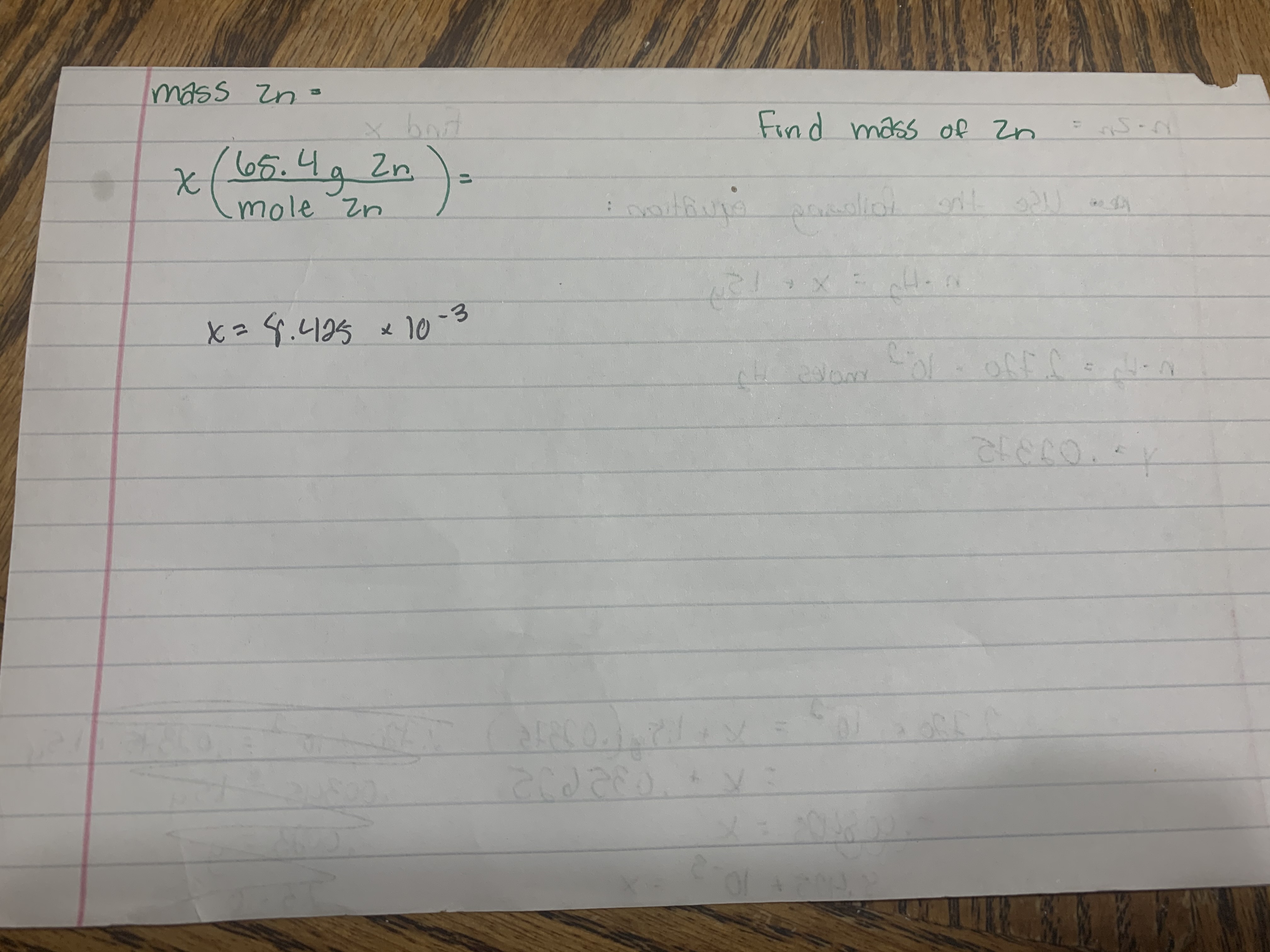 mass Zn -
x hort
Find mass of Zn
(65.4g2n)
mole Zn
X=9.495 * 10-3
OffS
