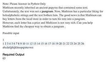 Answered: Note: Please Answer in Python Only… | bartleby