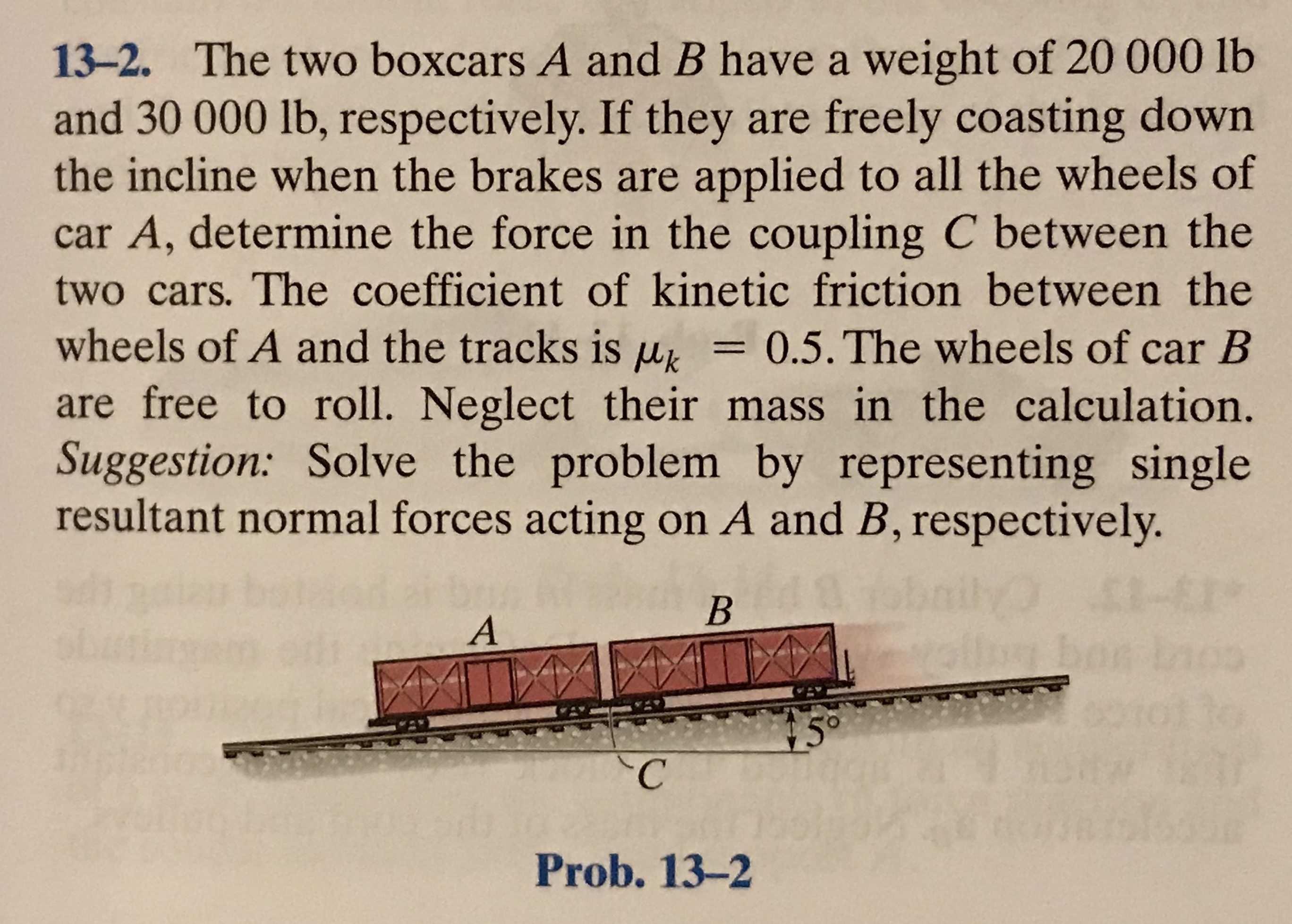 Answered: 13-2. The Two Boxcars A And B Have A… | Bartleby