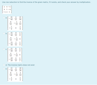 Answered Use row reduction to find the inverse bartleby