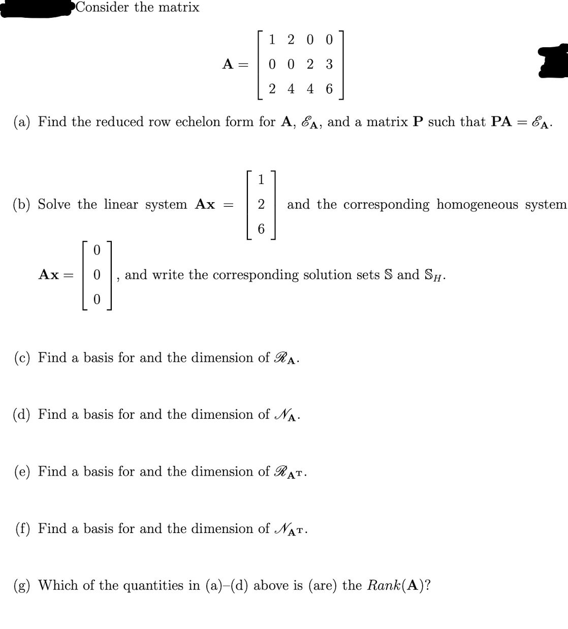 Answered Consider the matrix 1 2 0 0 0 0 2 3 2 4 bartleby