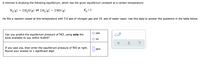 A chemist is studying the following equilibirum, which has the given equilibrium constant at a certain temperature:
N2g) + 2 H,0(g) =2 H,(g) + 2 NO (g)
K,=1.
He fills a reaction vessel at this temperature with 5.0 atm of nitrogen gas and 10. atm of water vapor. Use this data to answer the questions in the table below.
yes
Can you predict the equilibrium pressure of NO, using only the
tools available to you within ALEKS?
Ox10
no
If you said yes, then enter the equilibrium pressure of NO at right.
Round your answer to 1 significant digit.
atm
