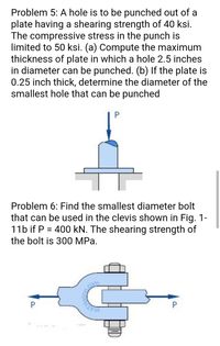 Answered: Problem 5: A Hole Is To Be Punched Out… | Bartleby